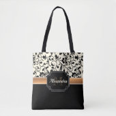 Zwart-witte Floral Tote Bag (Voorkant)