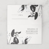 Zwart-witte florale eenvoudige botanische bruiloft plaatskaartje (Buitenkant ongevouwen)