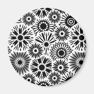 Zwart-witte florale iPhone magnet