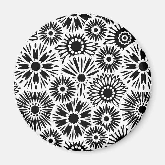 Zwart-witte florale iPhone magnet (Voorkant)