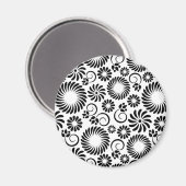 Zwart-witte florale iPhone magnet (Voorkant / Achterkant)