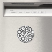 Zwart-witte florale iPhone magnet (Insitu (Vaatwasser))