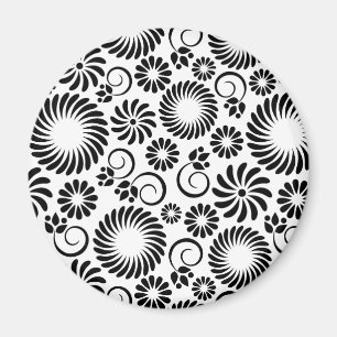 Zwart-witte florale iPhone magnet