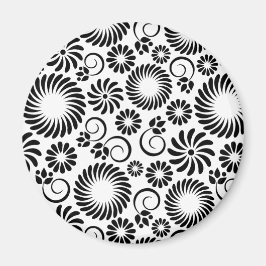 Zwart-witte florale iPhone magnet (Voorkant)