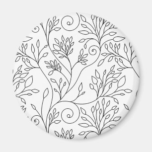 Zwart-witte florale Magnet
