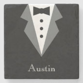 Zwart Witte Formele Smoking Vaderdag Stenen Onderzetter (Voorkant)