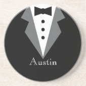 Zwart Witte Formele Smoking Vaderdag Zandsteen Onderzetter (Voorkant)