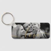 Zwart-witte foto Elegant Gold Script Love Sleutelhanger (Achterkant)