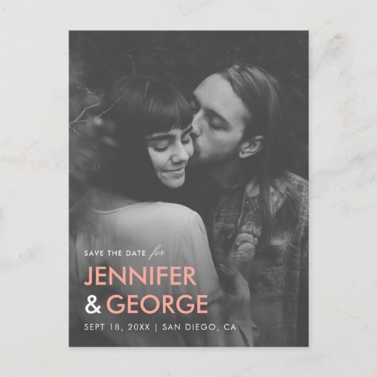 Zwart-witte foto Opslaan Datum Briefkaart (Voorkant)