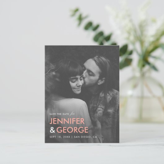 Zwart-witte foto Opslaan Datum Briefkaart (Staand voorkant)