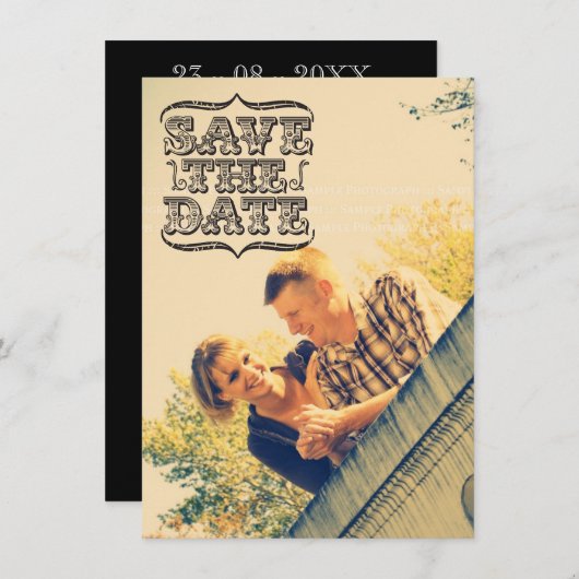 Zwart-witte  foto Sla de datumkaarten op Save The Date (Voorkant / Achterkant)