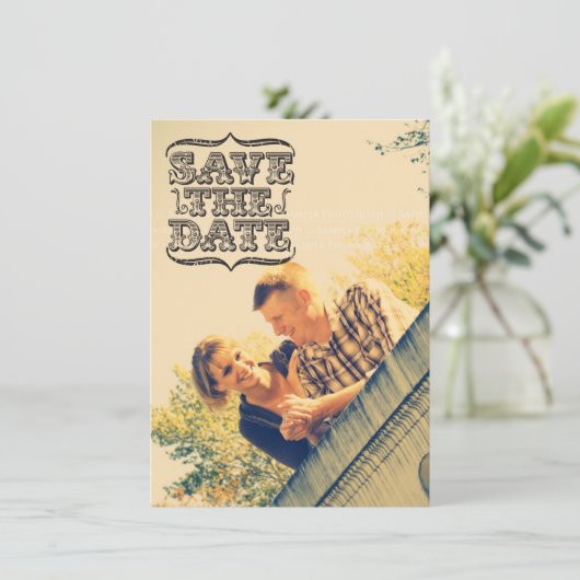 Zwart-witte  foto Sla de datumkaarten op Save The Date (Staand voorkant)