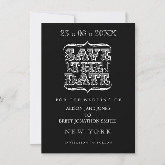 Zwart-witte foto Sla de datumkaarten op Save The Date (Achterkant)