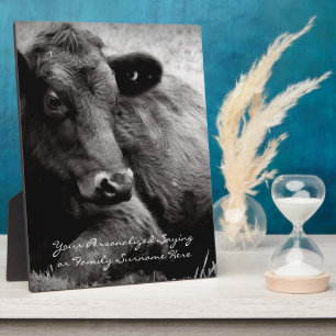 Zwart-witte foto van Black Angus Steer Fotoplaat