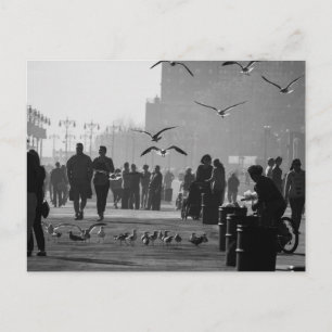 Zwart-witte Foto van de Promenade van Coney Island Briefkaart