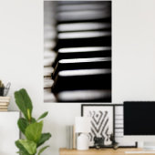 Zwart-witte foto van Pianosleutels Poster (Thuiskantoor)