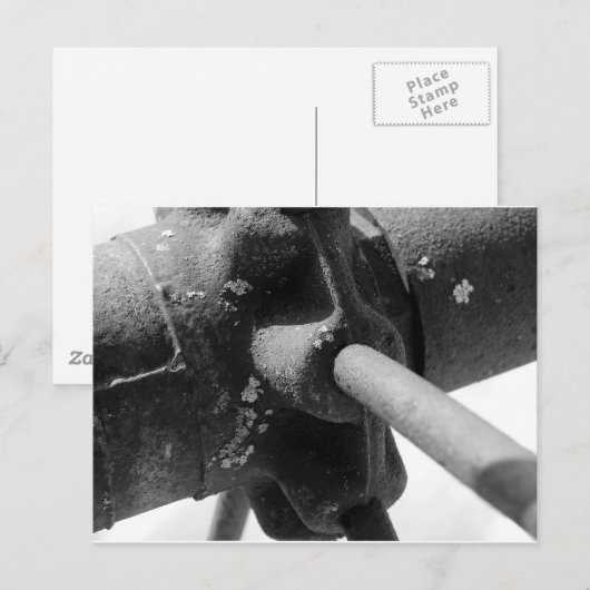 Zwart-witte foto van Rusty Machinery Briefkaart (Voorkant / Achterkant)