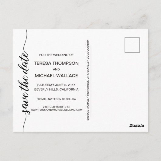 Zwart witte foto Verticaal Sla het datumscript op Briefkaart (Achterkant)