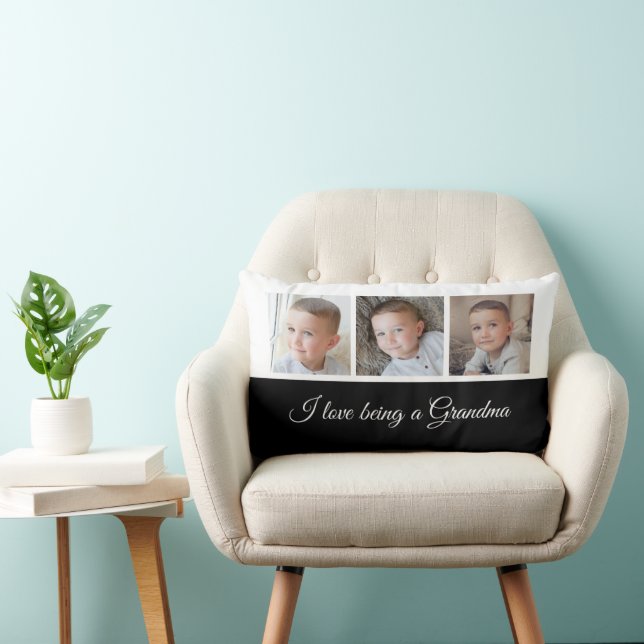 Zwart-witte fotocollage voor oma kussen (Stoel)