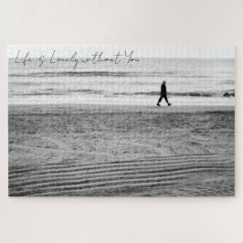 Zwart-witte fotografie met zeewaarts landschap legpuzzel