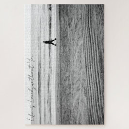Zwart-witte fotografie met zeewaarts landschap legpuzzel