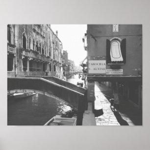 Zwart-witte fotografie Venice Italië Canal Poster