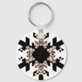 Zwart-witte fractale kunst Snowflakes Sleutelhanger (Voorkant)
