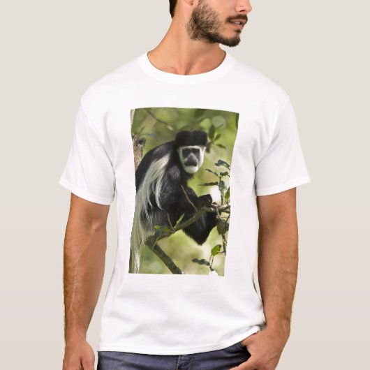 Zwart-witte franjeaap t-shirt (Voorkant)