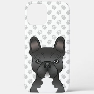 Zwart-Witte Franse Bulldog Cartoon Hond & Pootjes Case-Mate iPhone Case