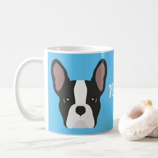 Zwart-witte Franse Bulldog Coffee Mug Koffiemok (Met donut)