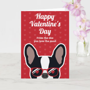 Zwart-witte Franse Bulldog Valentijnsdag Kaart