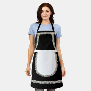 Zwart Witte Franse Maid Costume Schort