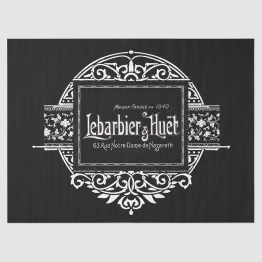 Zwart-witte Franse Typografiecirkel ontleding Tissuepapier (Voorkant)