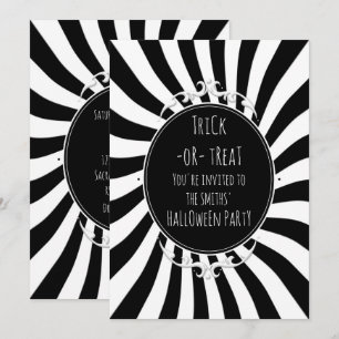 Zwart Witte Fun Whimsical Strepen Halloween Feest Kaart