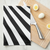 Zwart-witte Funky Striped Abstracte Kunst Theedoek (Quarter Fold)