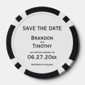 Zwart Witte Gay Bruiloft Save The Date Poker Chips (Achterkant)