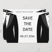 Zwart-witte gay trouwkaart om de datum te reserver save the date (Voorkant / Achterkant)