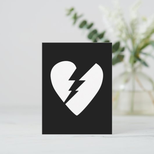 Zwart-witte gebroken hartkunst briefkaart (Staand voorkant)