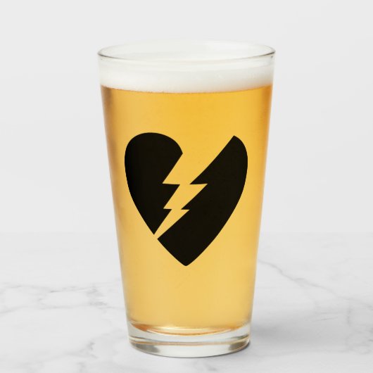 Zwart-witte gebroken hartkunst glas (Voorkant gevuld)