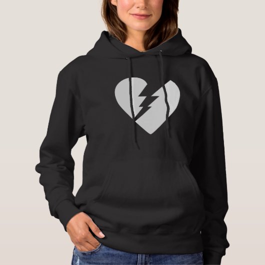 Zwart-witte gebroken hartkunst hoodie (Voorkant)