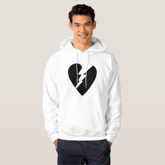 Zwart-witte gebroken hartkunst hoodie (Voorkant volledig)