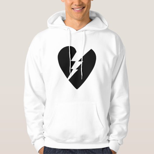 Zwart-witte gebroken hartkunst hoodie (Voorkant)
