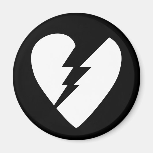 Zwart-witte gebroken hartkunst magneet (Voorkant)