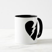 Zwart-witte gebroken hartkunst mok (Voorkant rechts)