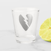 Zwart-witte gebroken hartkunst shot glas (Achterkant)
