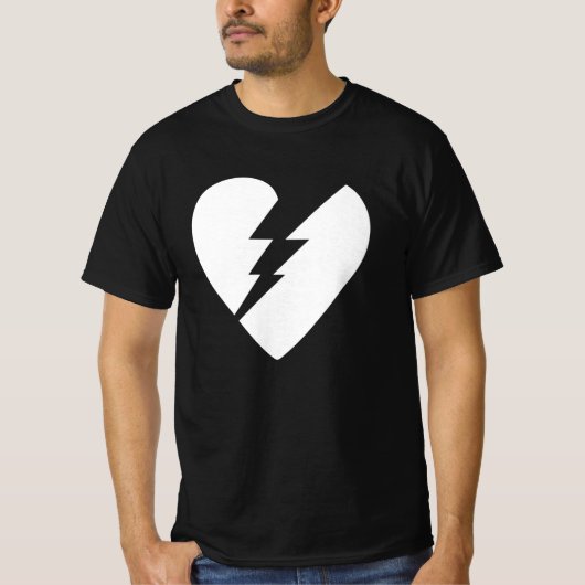 Zwart-witte gebroken hartkunst t-shirt (Voorkant)