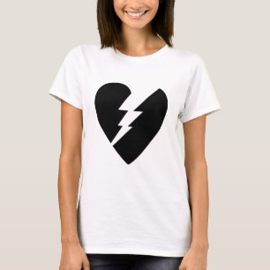 Zwart-witte gebroken hartkunst t-shirt