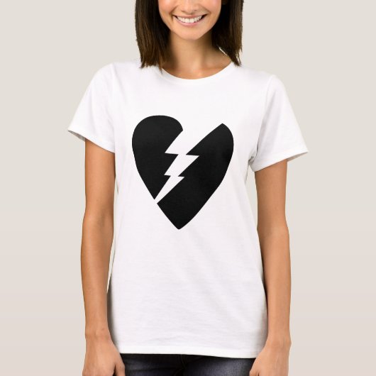 Zwart-witte gebroken hartkunst t-shirt (Voorkant)