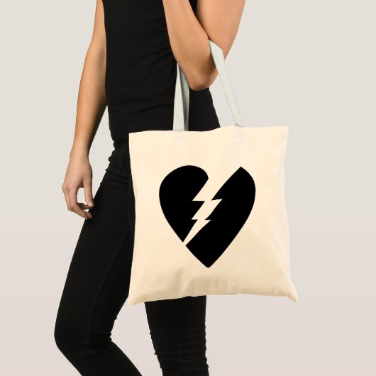 Zwart-witte gebroken hartkunst tote bag (Voorkant (product))