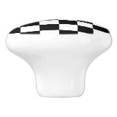 Zwart-witte gecheckte vlaggenstijl keramische knop (Zijkant)